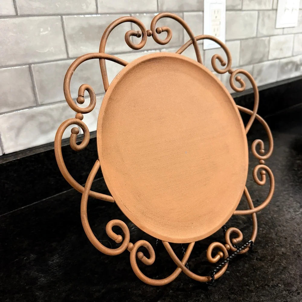 Southern Living at HOME Metal Scrollwork Covington Tray Charger Terracotta Rust